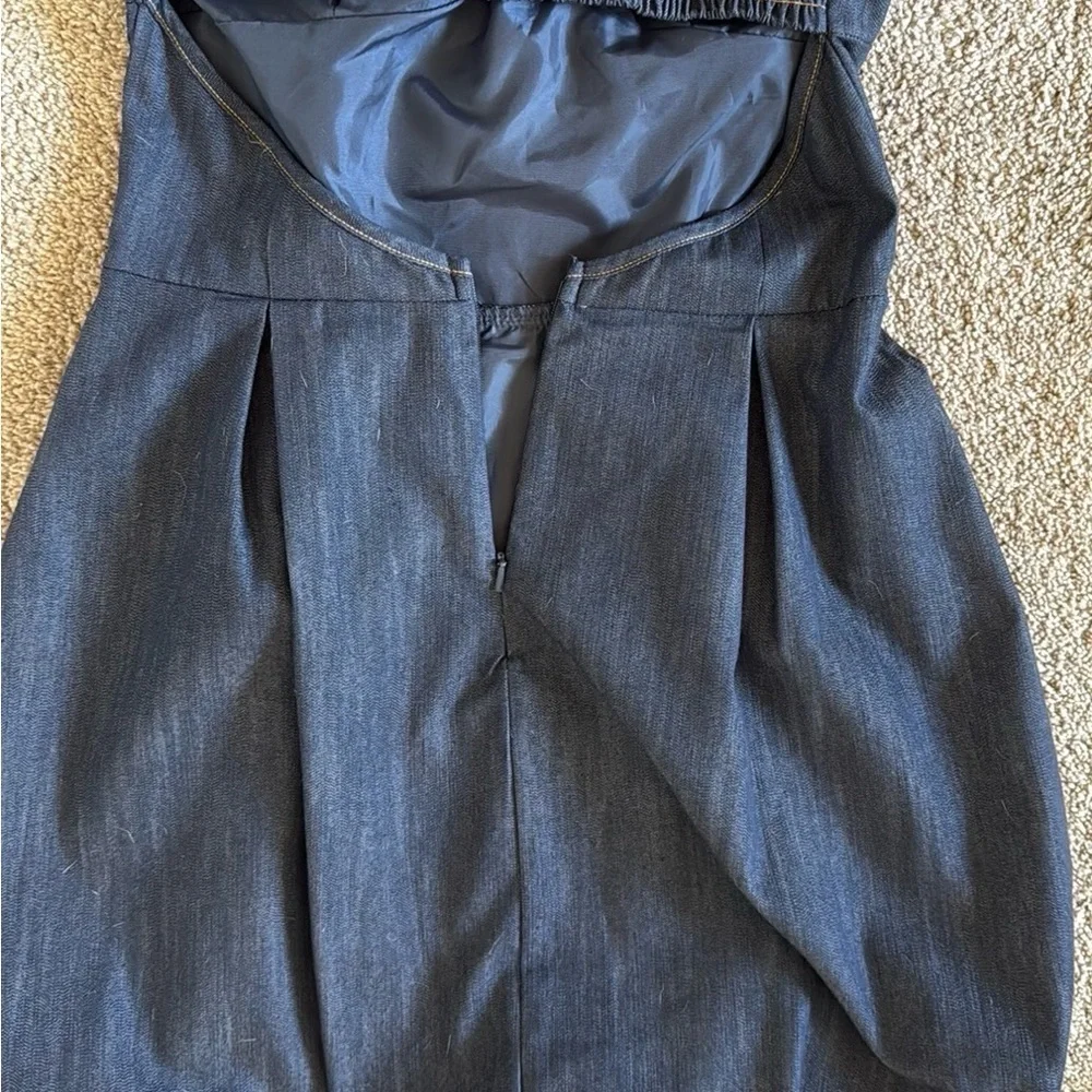 90’s Denim Bubble Hem, Sweetheart, Strapless, Back Cut Out Dress by Sele’